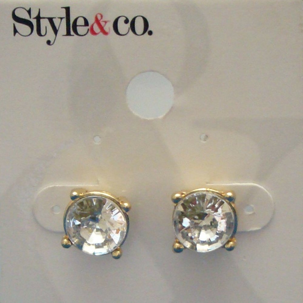 Style & Company Gold Tone Diamond Look Stone Stud Earrings